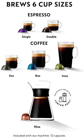 Nespresso Vertuo Next Deluxe Coffee and Espresso Machine by De'Longhi, Chrome