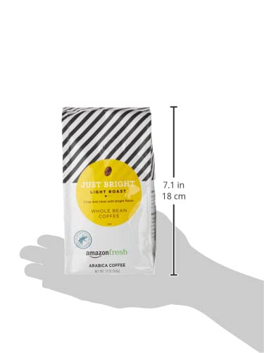 Amazon Fresh, Just Bright Whole Bean Coffee, Light Roast, 12 Oz
