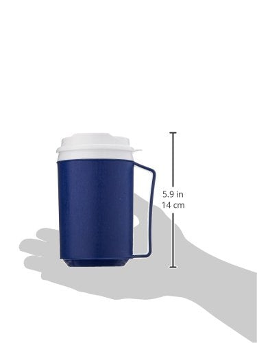 Sammons Preston Insulated Mug with Tumbler Lid, Durable Container for Hot and Cold Liquid Beverages, Tea, Smoothies, 12 oz Blue Travel Coffee Cup with Lid for Elderly, Disabled, Handicapped, Weak Grip
