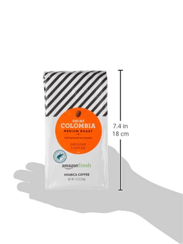 Amazon Fresh Decaf Colombia Ground Coffee, Medium Roast, 12 Ounce (Pack of 3)