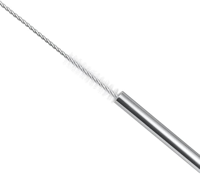 10 Pcs Stainless Steel Straws, Reusable Drinking Straws, Bent Metal Straw Sets with 2 Pcs Cleaning Brushes (Silver, 8.5 Inch)