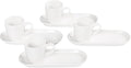 Italian Style Espresso Cup Set of 4 | Porcelain Demi Tasse Cups and Saucers, 3 oz
