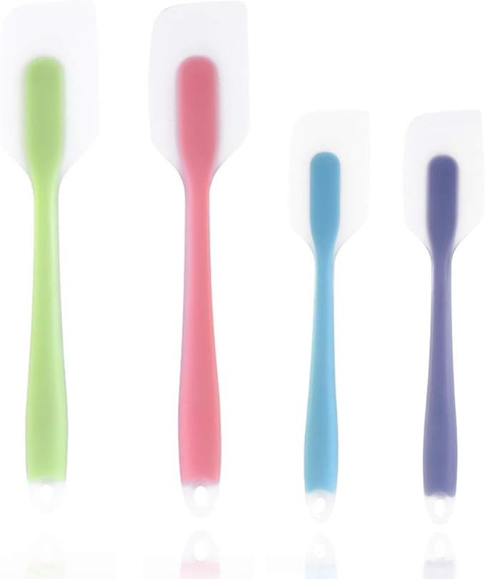 Silicone Spatulas Set of 4 - Heat Resistant Non-Stick Flexible Rubber with Solid Stainless Steel Core Kitchen Essential Gadget Premium Scraper Spoon Set - Seamless, Dishwasher Safe, 2 Size
