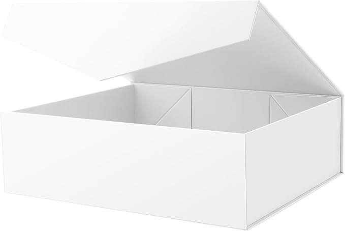 Extra Large Gift Box with Lid 16.3x14.2x5 Inches, White Magnetic Gift Box for Clothes and Large Gifts (Matte White)
