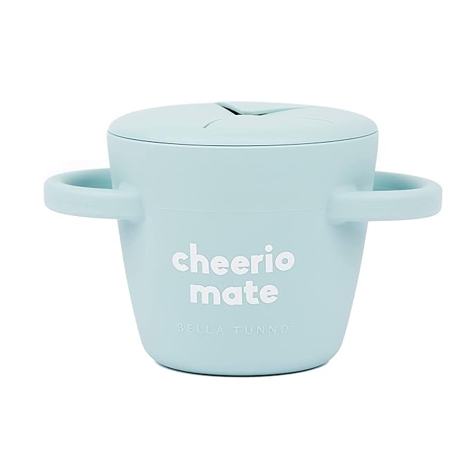 Snack Cups for Toddlers by Bella Tunno, Silicone Spill Proof Food Container with Lid, Babies & Kids 6-12 Months, Cheerio Mate