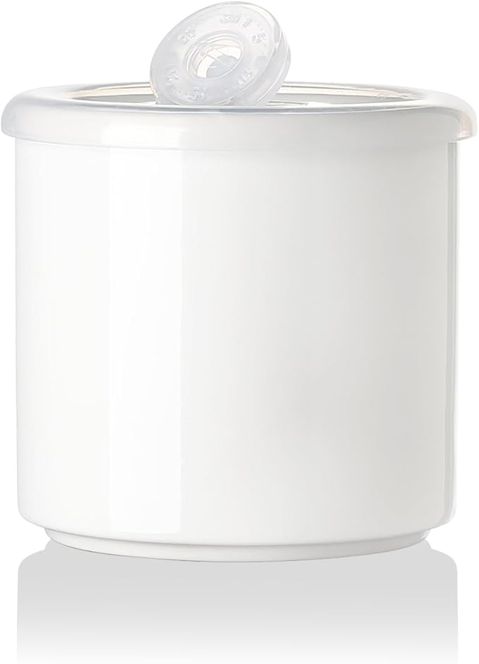 Sweejar Ceramic Food Storage Jar, Salt Container with Airtight Plastic Lid & Date Tracker, 16 Oz Kitchen Canisters for Flour, Rice, Sugar, Coffee, Spices, Pantry Organization (White)
