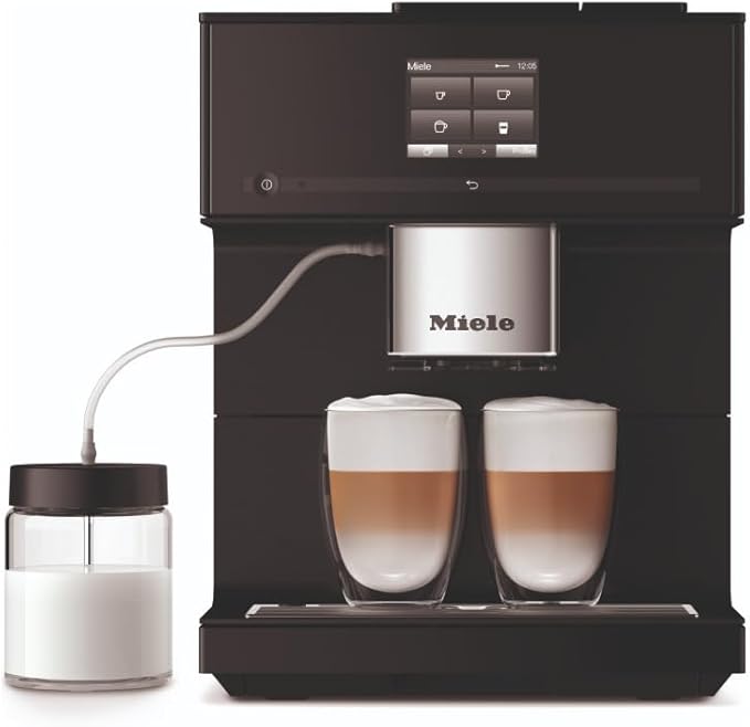 Miele CM 7750 CoffeeSelect Automatic Coffee Machine - OneTouch for Two, AromaticSystem, 10 individual profiles, DoubleShot, CupSensor, WiFi-compatible, automatic descaling, in Obsidian Black