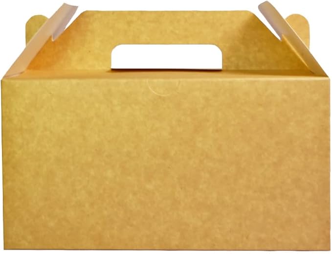 PandaPandaPPS 50 Pack Brown Gable Boxes (8.25"×5"×4") for Foods, Gifts and Party Favors, Treat Boxes Candy Cookie Snack Goodie Gift Boxes for Birthday, Wedding, Baby Shower