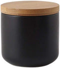YYW Ceramics Food Storage Jar Canister with Airtight Seal Bamboo Lid, Simple Style Kitchen Canister for Food Storage, Store Coffee, Sugar, Tea, Spices (Black (8.79oz/260ml))