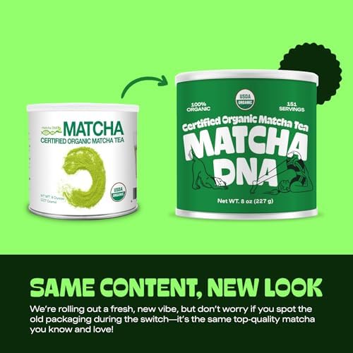 MATCHA DNA Certified Organic Matcha Green Tea Powder (8 oz TIN CAN)