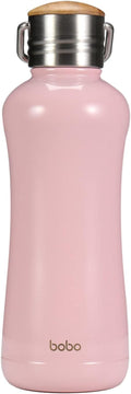 YOHKOH Mini Insulated Water Bottle With Bamboo Lid - 11.8oz Small Vacuum Insulated Water Bottle for Women Kids, 12 Hrs Hot & 24 Hrs Cold Stainless Steel Thermos Leak-Proof BPA-Free (11.8oz,Pink)