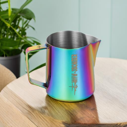 MHW-3BOMBER Milk Frothing Pitcher 16.9oz/500ml Latte Art Pitcher Stainless Steel Espresso Steaming Pitcher Colorful Barista Milk Jug P5911C-OS