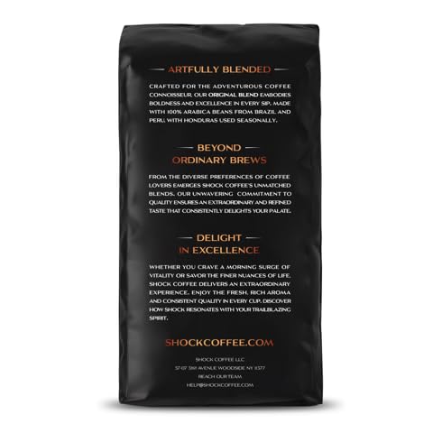 Shock Coffee Whole Bean, The Strongest Caffeinated All-Natural Coffee, Up to 50% more Caffeine. 1 pound
