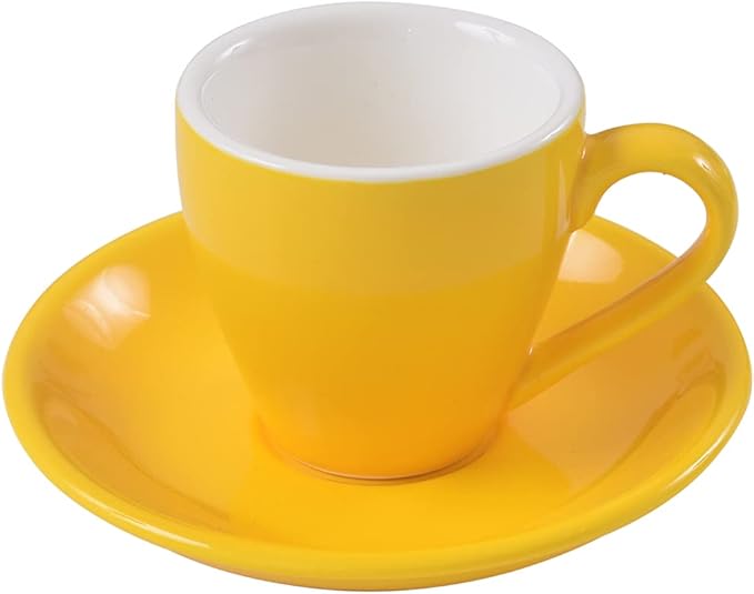 Porcelain Espresso Cup with Saucer, Espresso shot Cup, 80ml/2.7Oz, Yellow