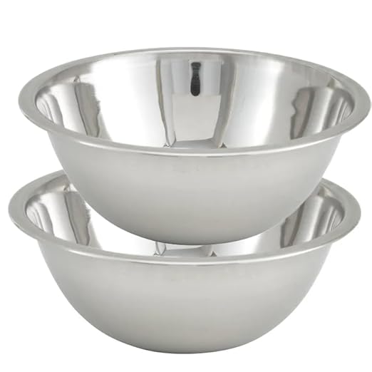 Tiger Chef Heavy Duty Mixing Bowl 1 1/2 Quart All-purpose Mixing Bowls for Home and Commercial Use - Best Prep Bowls for cake mixtures, dough’s, salads, pastas, dressings Stainless Steel - 2 Pack
