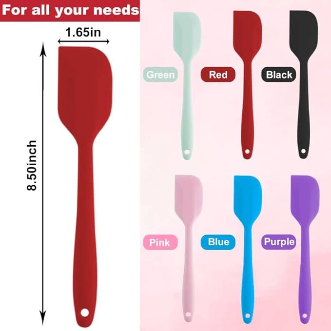 Silicone Spatula Set 6 Pack 8.5 inch Small Rubber Spatula Heat Resistant Mini Silicone Spatula Non-Stick Flexible for Baking Cooking Mixing and Kitchen Use