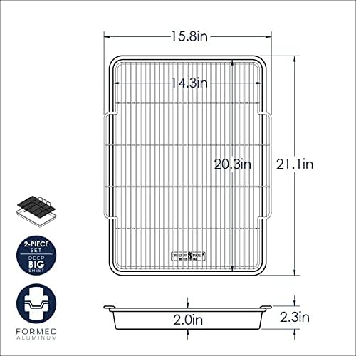 Nordic Ware Extra Large Oven Crisping Baking Tray, with Rack, Silver