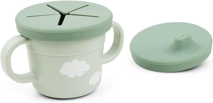 Done by Deer Foodie Spout & Snack Cup Croco Green – Spill-Proof Toddler Cup with Soft Silicone Lid – Durable, Easy to Clean, and Perfect for 6-Month-Olds