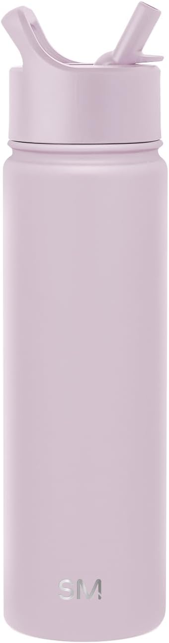 Simple Modern Water Bottle with Straw Lid Vacuum Insulated Stainless Steel Metal Cup Bottles | Reusable Leak Proof BPA-Free Flask for Gym, Travel, Sports | Summit Collection | 22oz, Lavender Mist