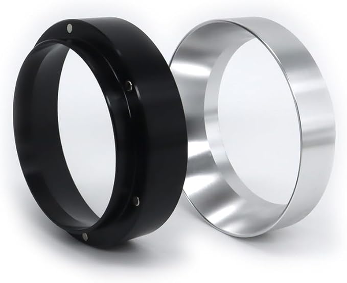 1pc Espresso Dosing Funnel 51/53/58mm Coffee Dosing Ring Aluminum Espresso Distribution Coffee Tool For Home Coffee Bar Shop College Dorm Room Apartment Essential Coffee Accessories (58mm, Black)