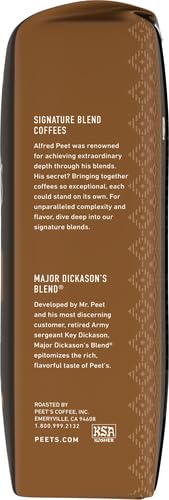 Peet's Coffee, Dark Roast Whole Bean Coffee - Major Dickason's Blend 36 Ounces (2 Bags of 18 Ounces)