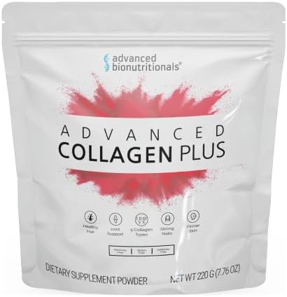 Advanced Collagen Plus Powder – 5 Types of Collagen (I, II, III, V, X) with Biotin & Chondroitin Sulfate – Supports Skin, Hair, Joints & Nails – Unflavored, Easy-Mix Formula