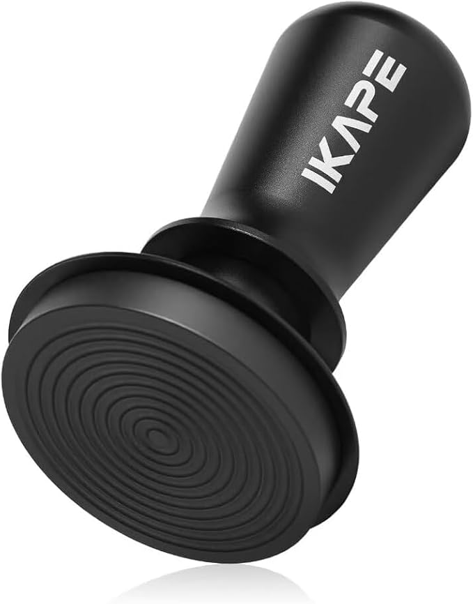 IKAPE 58.35mm Espresso Tamper, Spring-loaded Calibrated Tamper with Titanium Ripple Plating Base, Compatible with Over 58MM Espresso Bottomless Portafilter
