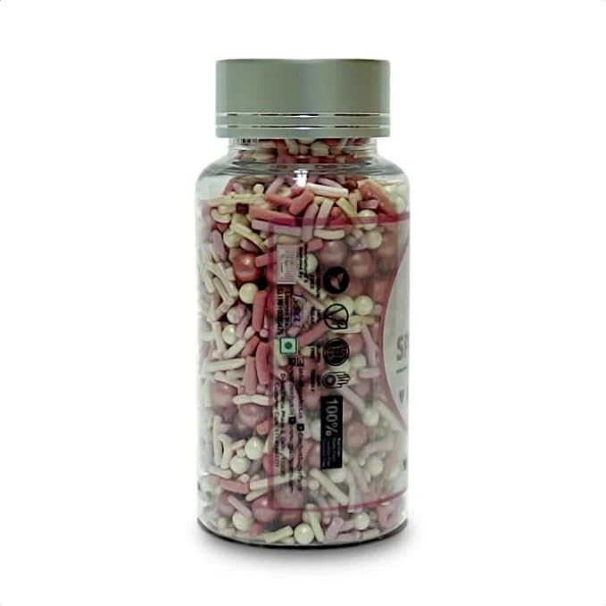Confect Sprinkles- Fusion Mashup Pink & White Sprinkle Mix with Pearl Balls – Cake Decorating Topping, Baking Sprinkles – Perfect for Cakes, Cupcakes, and Desserts - Vegan, Gluten-Free, Nut-Free, Soy-Free, Dairy-Free, Palm Oil-Free - 4.2 Oz