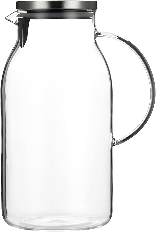 Karafu Glass Pitcher with Lid, 100 Ounces Wide Mouth Heat Resistant Water Jug for Hot/Cold Water, Ice tea and Juice Beverage