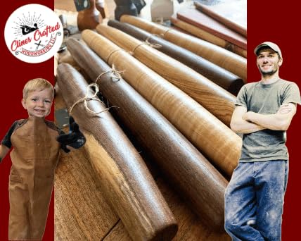 Handmade French Rolling Pin. Tapered Rolling Pin. Wooden Rolling Pin. Handmade In Kentucky. (Walnut, 12 inch)