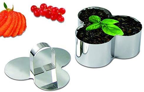 Newline NY Stainless Steel Dessert Rings 4 Pcs Plum Blossom Shape Molded Starters Appetizers Salads, Pastries Mousse Molding Layering Cutter