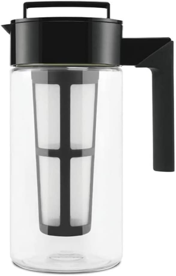 Takeya Tritan Cold Brew Coffee Maker - Airtight Pitcher with Leak-Free Lid - BPA-Free Cold Brew Maker with Silicone Handle - Dishwasher-Safe Pitcher for Homemade Cold Brew - 1 Quart, Black