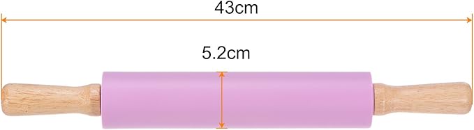 HARFINGTON Silicone Rolling Pins for Baking 16.93 Inch Non-Stick Silicone Surface Wooden Handle Rolling Pin Small Roller Playdough Rolling Pins for Fondant Kitchen Dough Pizza, Purple