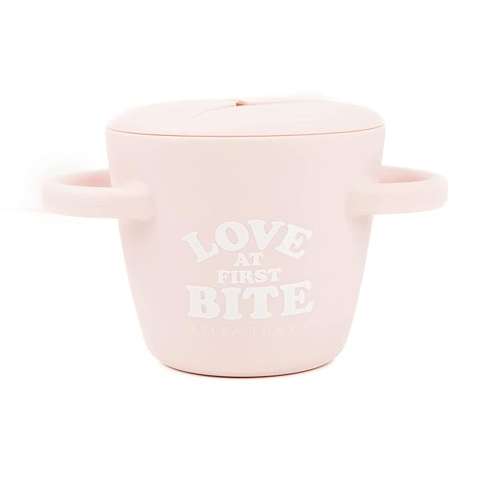 Bella Tunno Snack Cups for Toddlers, Silicone Spill Proof Food Container with Lid, Babies & Kids 6-12 Months, Love First Bite