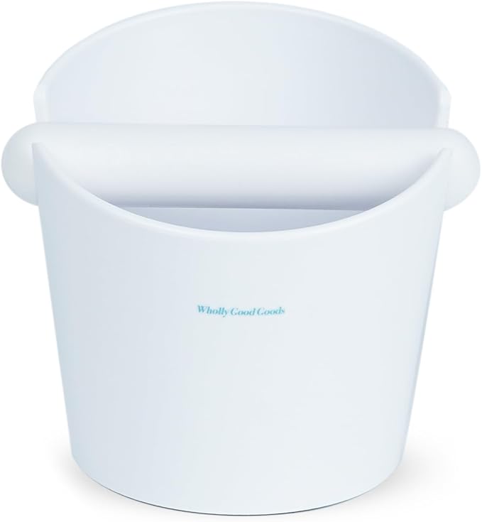 Coffee Knock Box for Coffee, ABS Coffee Grind Knock Box, Shock-Absorbent Durable Coffee Espresso Knock Box Dump Bin Grind Waste Removable Detachable Knock Bar and Non-Slip Base (White)