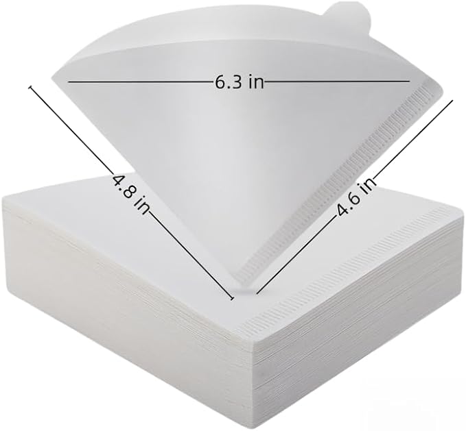 Cone Filters #2 for Coffee Makers - Tear-Resistant Paper, Sustainable Material, Say Goodbye to Coffee Grounds in Your Brew (50, Whitehite)