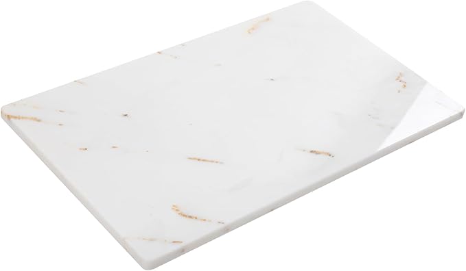 White Marble Cutting Board, Marble Slab Pastry Board With Non-Slip Feets For Baking, Cheese, Charcuterie, Chocolate, 12x20 Inch, Pack Of 1 Piece