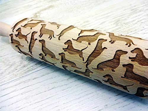 Dachshunds Pattern Embossing Rolling Pin Engraved Rolling Pin With Dogs Pattern