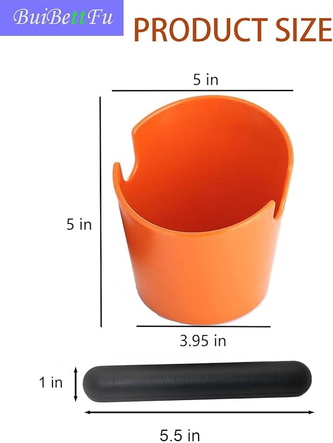 5 Inch Coffee Knock Box Shock-Absorbent Durable Barista Style Knock Box With Removable Knock Bar and Non-Slip Base Gift (S-Orange)