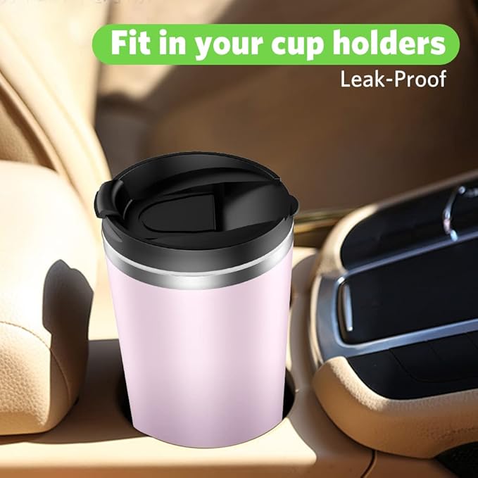 Insulated Coffee Mug with Ceramic Coating, 18oz Travel Mug with Leak-proof Lid, Vacuum Double-wall Tumbler, Stainless Steel Thermal Cup for Tea, Hot Cocoa, Cold Beverage, Ice Drinks