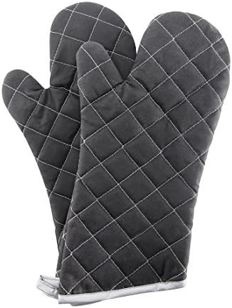 ARCLIBER Oven Mitts Heat Fire Resistant Oven Mitts 425 ° F, Quilted Terry Cloth Cotton Soft Lining Oven Gloves, Extra Long Kitchen Mittens for Cooking Baking