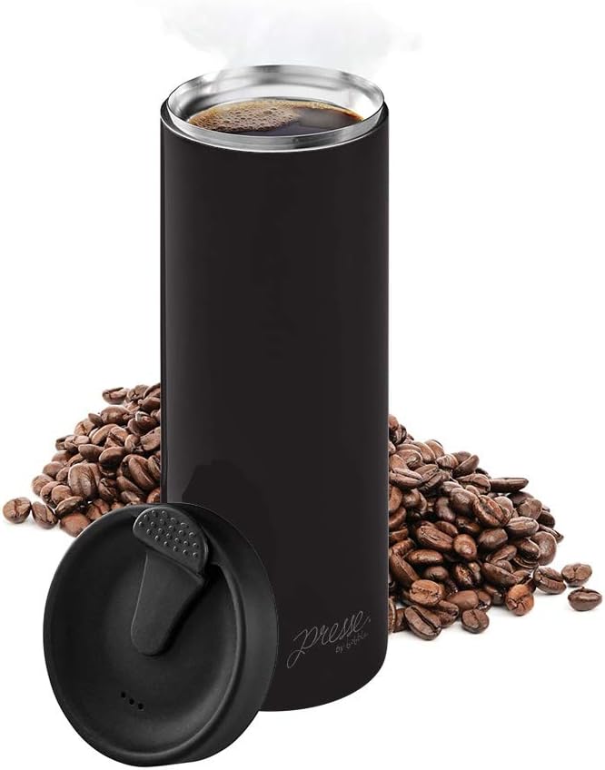 bobble French Coffee Presse, On-The-Go use, Quick Brew, Slim Design, Triple Wall Insulation, 14 oz (Black)