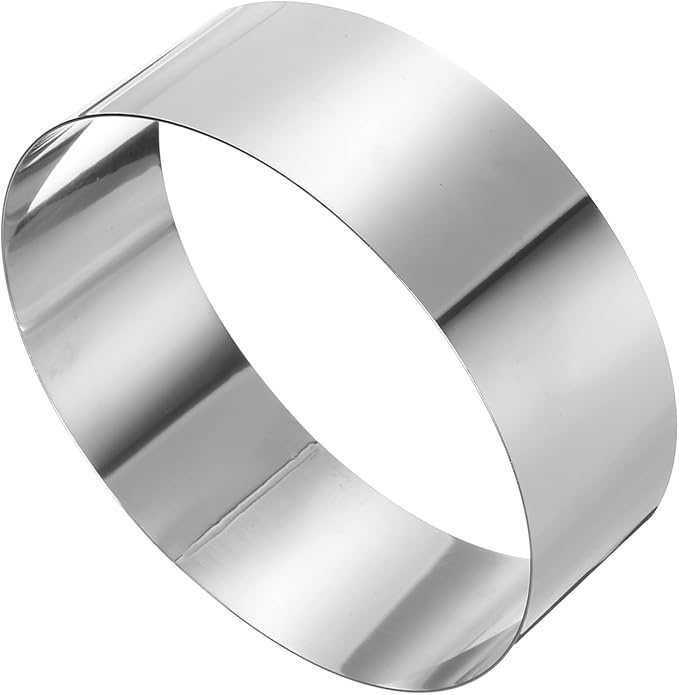 HARFINGTON Round Cake Ring 8 x 2.75 Inch Seamless Stainless Steel Pastry Mousse Dessert Ring Mirror Coating for Baking Cooking Making Tool