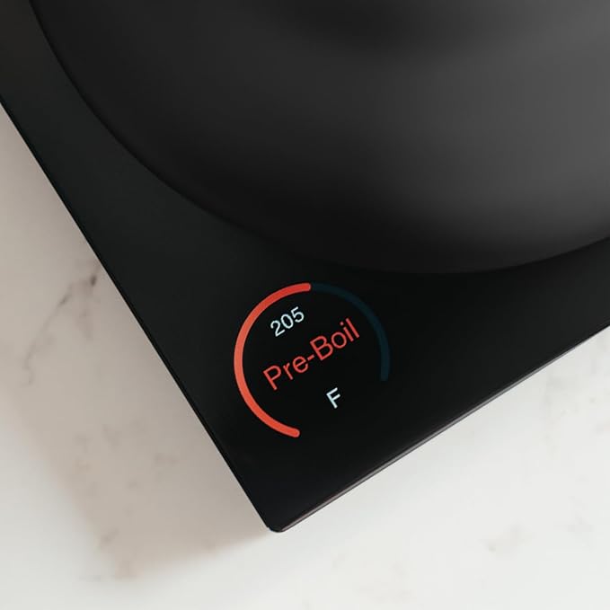 Fellow Corvo EKG Pro Electric Tea Kettle - Quick Heating, Precise Temperature Control Electric Kettle, Scheduling, Built-in Brew Timer for Boiling Water - Matte Black - 0.9 Liter