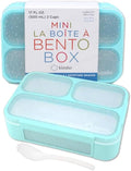 kinsho Glitter Bento Snack Containers with Lids, Mini Bento-box Lunch-Box for Toddler Daycare and Small Kids, Travel Meal Container, Leak-proof 2 pack Set, Pastel Blue + Teal Sparkle