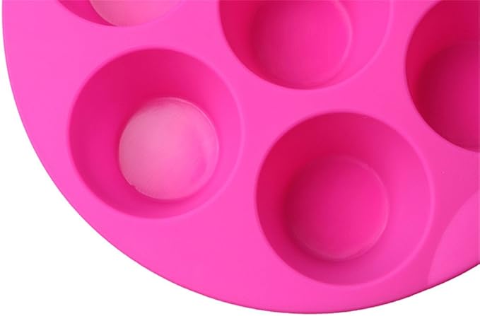 Silicone Muffin Pans for Air Fryer 7 Cavity Muffin Tray Cupcake Pan Nonstick Brownie Cake Mold Round Pudding Recipe Tray Bakeware
