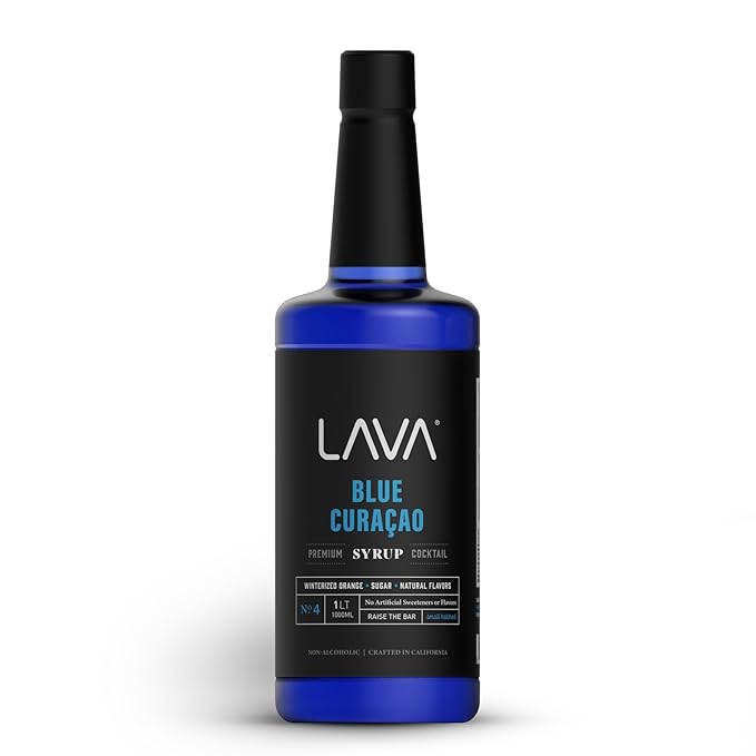 LAVA Premium Blue Curacao Syrup, 33.8oz (1-Liter), Made with 100% Sugar, Orange Extract, No Artificial Sweeteners or Flavors (1-Pack)