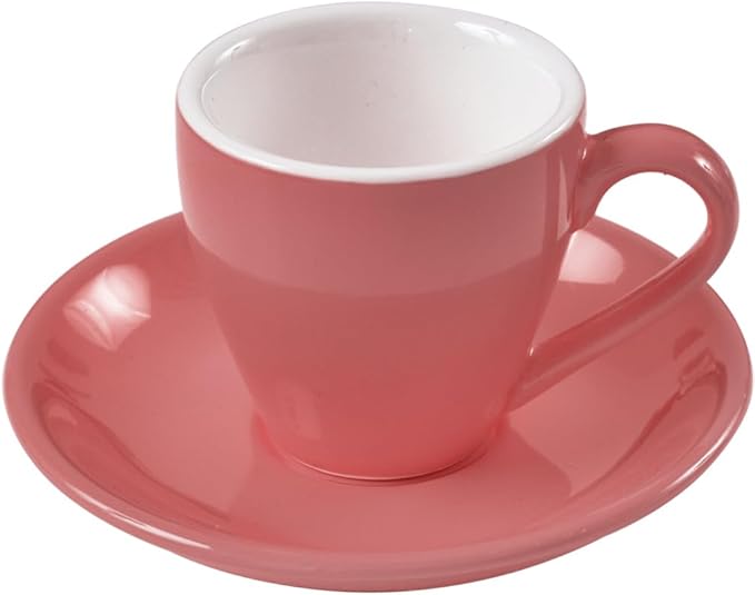 Porcelain Espresso Cup with Saucer, Espresso shot Cup, 80ml/2.7Oz, Pink