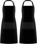 GREEN LIFESTYLE 2 Pack Chef Apron with Pockets – Grilling Aprons for Men, Waterproof Cooking Apron for BBQ, Work or Restaurant Use, Kitchen Aprons for Women with Pockets – Black