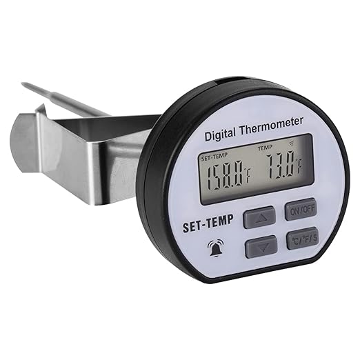 Instant Read 1-3/4 Inch Food Thermometer with Clip and Temperature Alarm Setted,Best for The Coffee Drinks,Chocolate Milk Foam, and Meat Cooking